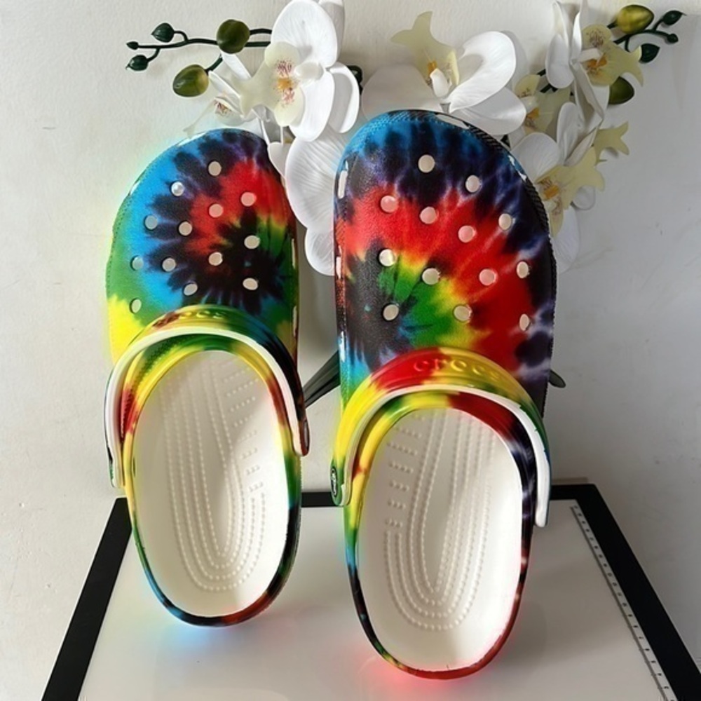 Big Sizes Available Women Men Crocs Classic Clog Shoes in Tie Dye Graphics